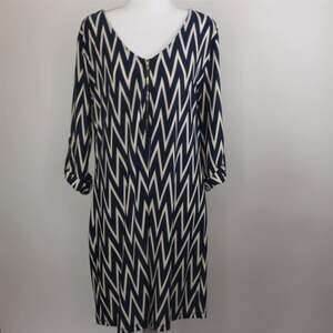 Tacera Chevron Navy/White Midi Dress